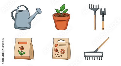 garden tools vector illustration