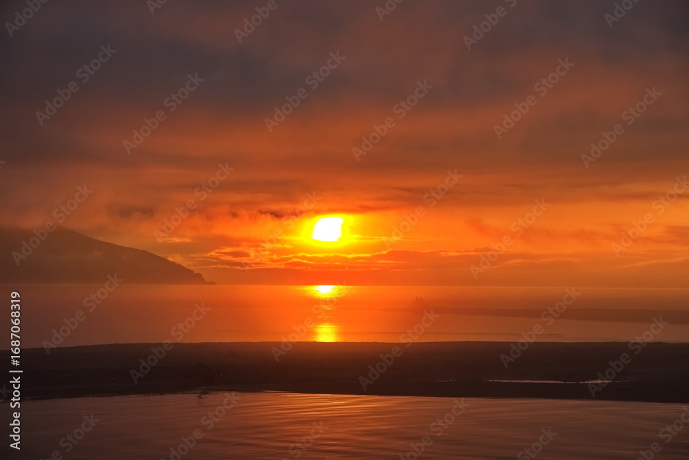 Fototapeta premium Summer sunset over Lake Baikal.