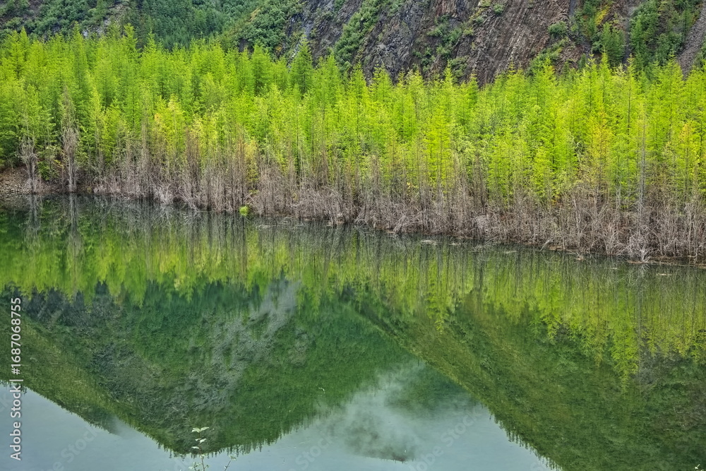 Obraz premium Flooded gold mining site in Yakutia.