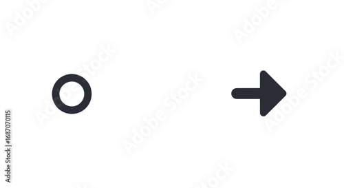 Minimalist illustration showcasing a circle and an arrow on a clean white background