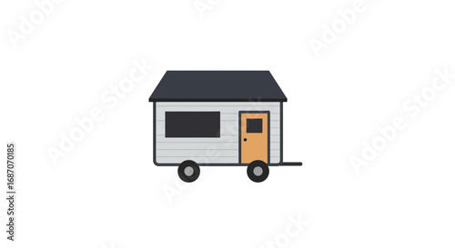 Minimalist Vector Illustration of a Tiny House on Wheels for Sustainable Living