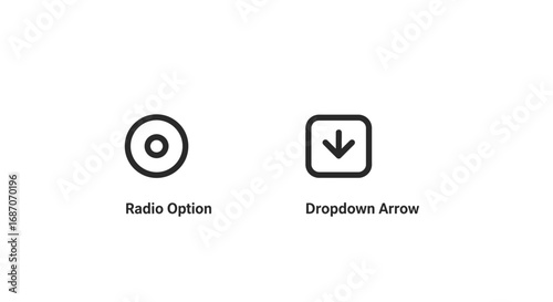 Minimalistic vector representation of interface elements: radio button and dropdown