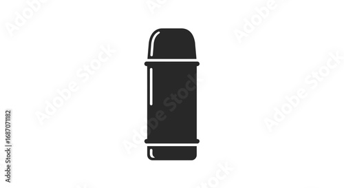 Stylized thermos illustration for outdoor activities and hot beverage preservation