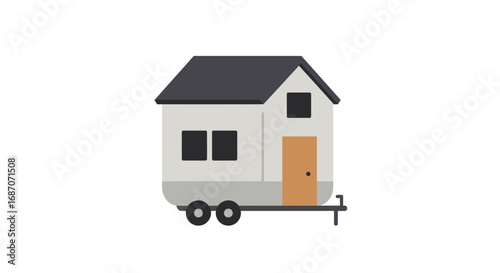 Tiny home on wheels graphic illustration against a clean white background