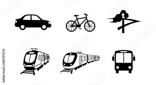 Transportation vector icons collection with a variety of vehicles and transport options