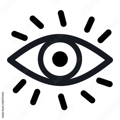 Eye Icon with Rays - Vision, Insight, and Clarity Symbol