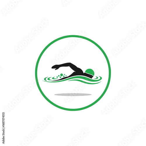 Swimming crawl stroke silhouette graphic design