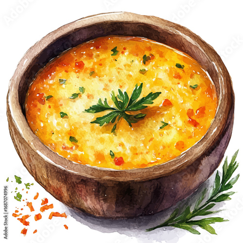 Risotto, watercolor painting vector, isolated on a white background.