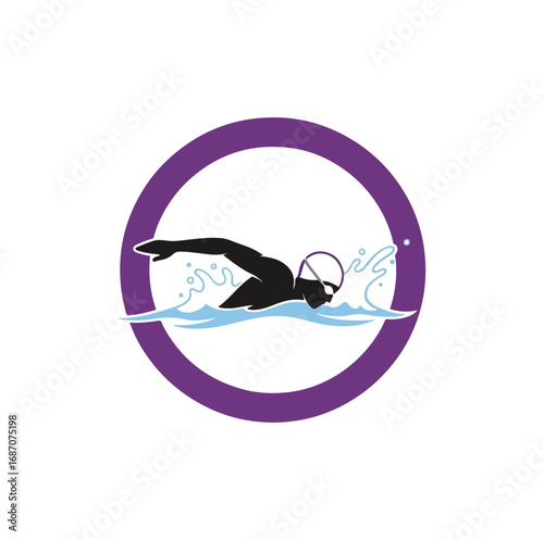 Swimming silhouette graphic dark background