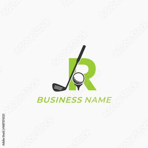 design logo combine letter R and golf