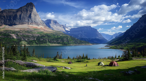 Tranquil hillside with bright sunlight and clouds high resolution picture
