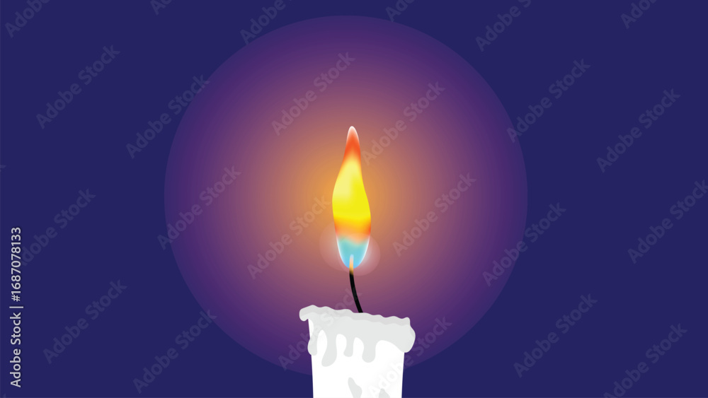 Fototapeta premium Candle Light fire in the drawing with a simple concept in for background theme drawing illustration templete in vector for background theme in vector .