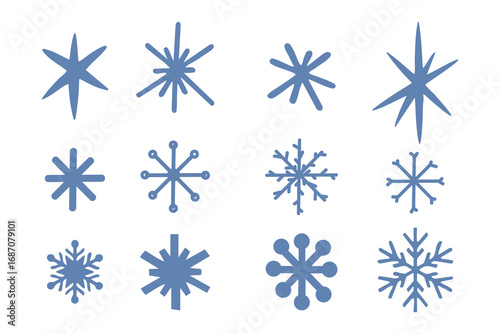 Winter christmas hand drawn snowflakes decorative collection