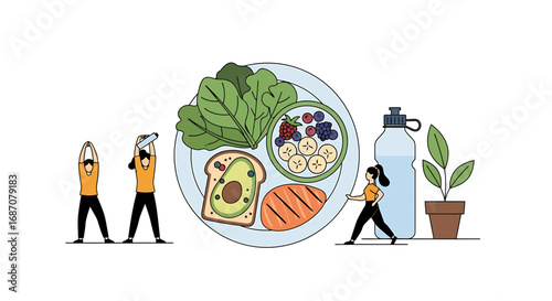 Holistic wellbeing: Illustrative representation of physical activity and