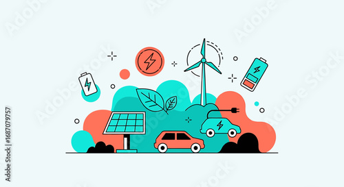 Sustainability concept: clean energy sources for electric vehicle mobility