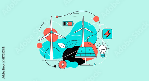 Illustrative design showcasing renewable energy sources for sustainable power
