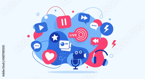Dynamic representation of social media symbols in vibrant artistic depiction