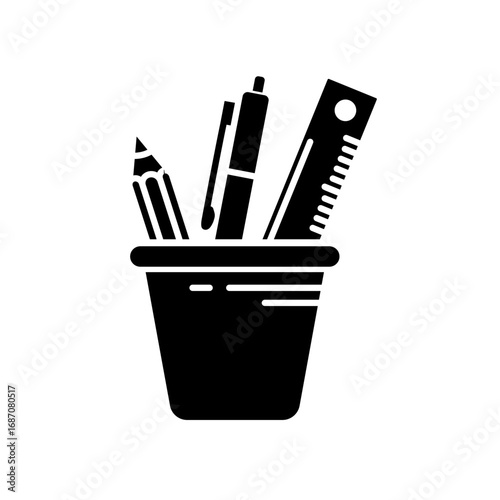 Pen and pencil holder - vector icon
