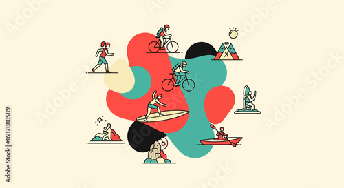 Dynamic lifestyle showcasing outdoor activities and recreational pursuits for
