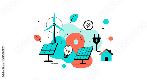 Creative illustration showcasing eco-friendly energy solutions for sustainable