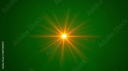 Radiant golden sunburst emanating light and energy against a deep green background