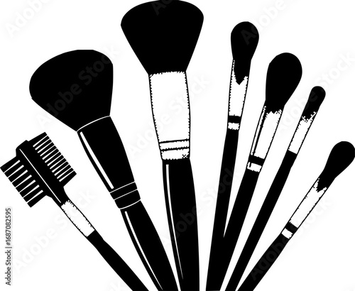 brushes makeup line art silhouette vector illustration