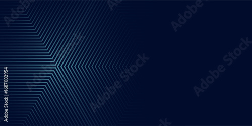 Abstract blue glowing hexagon lines on dark blue background. Modern shiny blue hexagon lines pattern technology