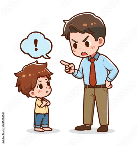 A Father is Scolding Her Son