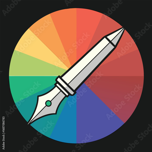 Fountain Pen on Color Wheel Keywords: pen, fountain pen, color wheel, art, design, creativity