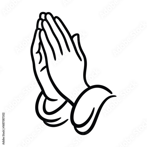 Simple line drawing of praying hands in a classic gesture of reverence