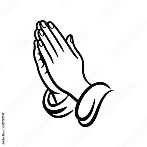 Simple line drawing of praying hands in a gesture of faith and supplication