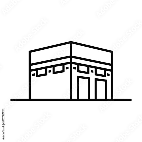 Simple outline drawing of the kaaba in mecca islam s holiest site