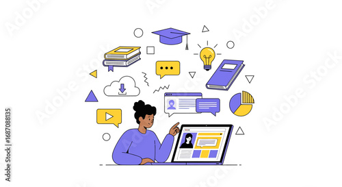 Online learning platform showcasing a modern, illustrative user experience
