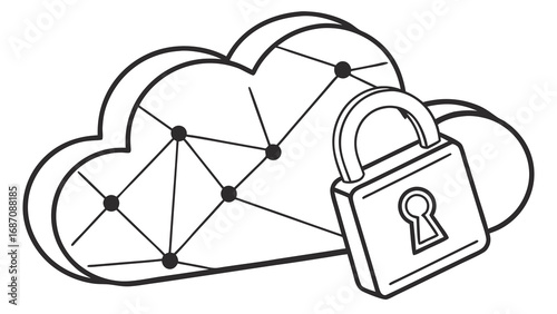 Secure Cloud Storage Illustration Depicting Data Protection and Privacy.
