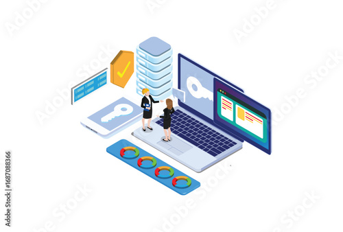 Modern Isometric Privacy Protection Illustration, Web Banners, Suitable for Diagrams, Infographics, Book Illustration, Game Asset, And Other Graphic Related Assets