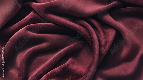 A close-up of the texture of burgundy cashmere knitted fabric, focusing on its softness and quality, capturing the essence of luxury fashion through material portrayal.