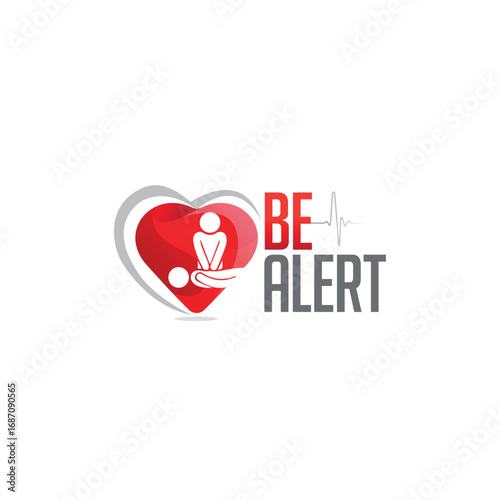 CPR logo, Medical resuscitation Vector, Life Saving, Heart Pulse logo, cardiopulmonary resuscitation, CPR icon isolated on white background vector illustration.