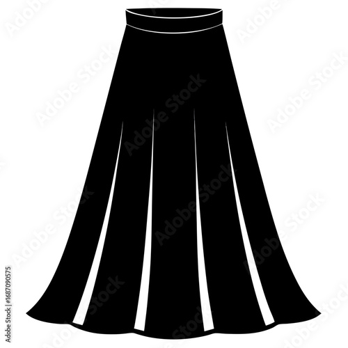 Long Flowy Skirt Black Silhouette