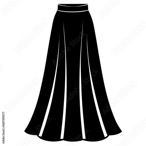 Long Flowy Skirt Black Silhouette