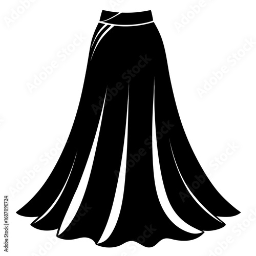 Long Flowy Skirt Black Silhouette