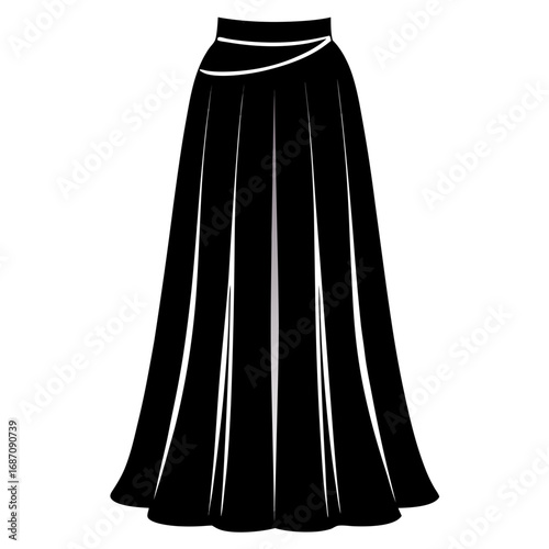 Long Flowy Skirt Black Silhouette