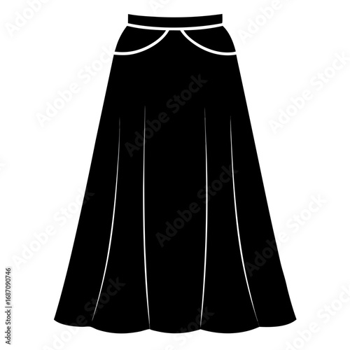 Long Flowy Skirt Black Silhouette