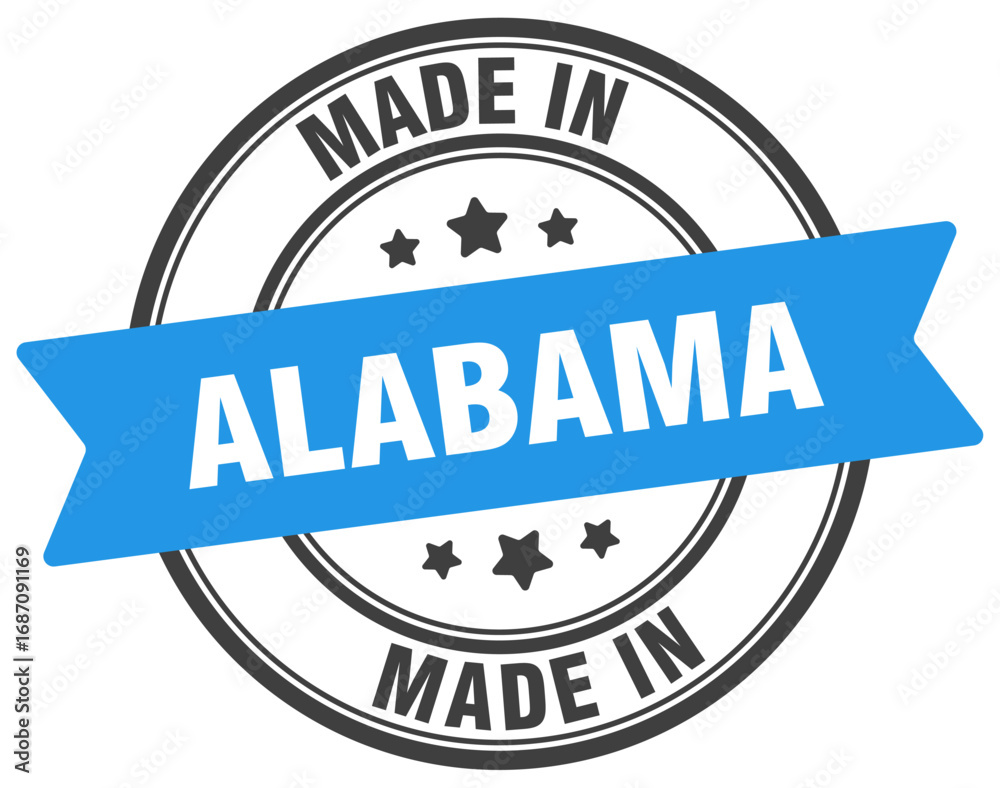 Fototapeta premium Made in Alabama round sign. Made in Alabama stamp.