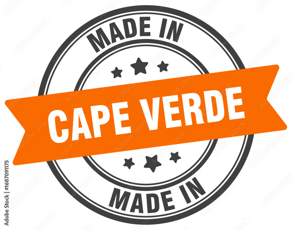 Made in Cape Verde round sign. Made in Cape Verde stamp.