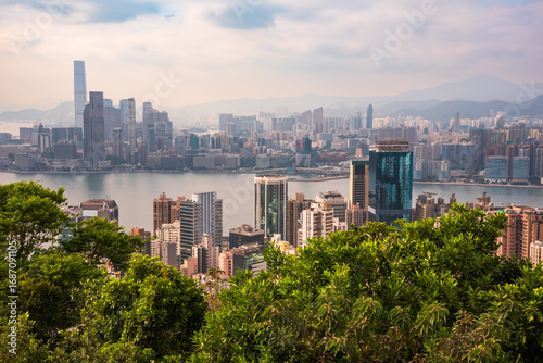 Photography View to Hong Kong city, China from above