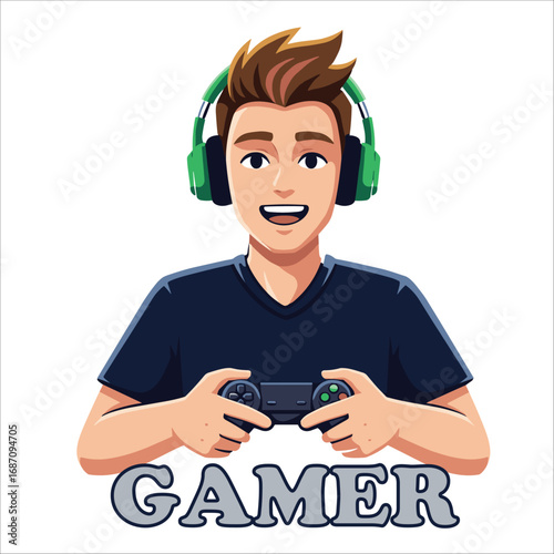 gamers mascot logo design vector with modern illustration concept style for badge, emblem and tshirt printing. gamer illustration for esport team
