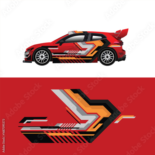 rally car body wrap decal design. modern car livery decal