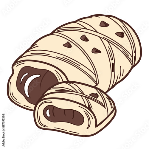 Delicious Hand-Drawn Chocolate Pastry Illustration