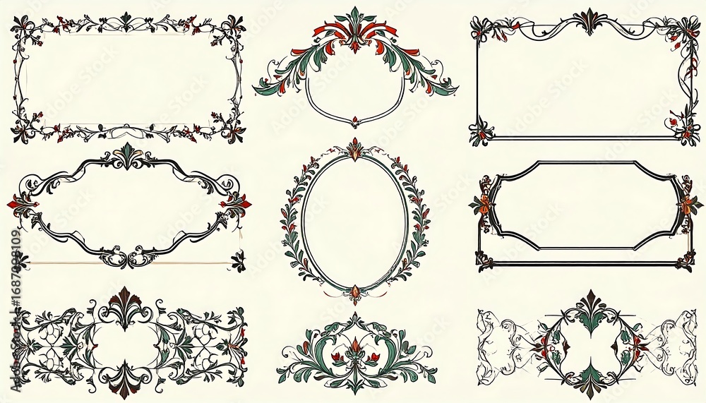 Obraz premium Ornate decorative frames in various shapes