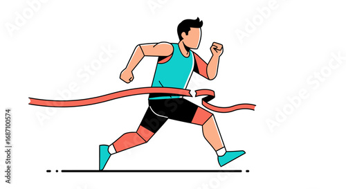 Athlete achieves goal crossing finish line with determination and speed artwork